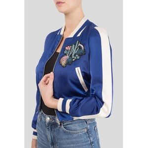 Maje Satin Blue Bomber (size 38)
